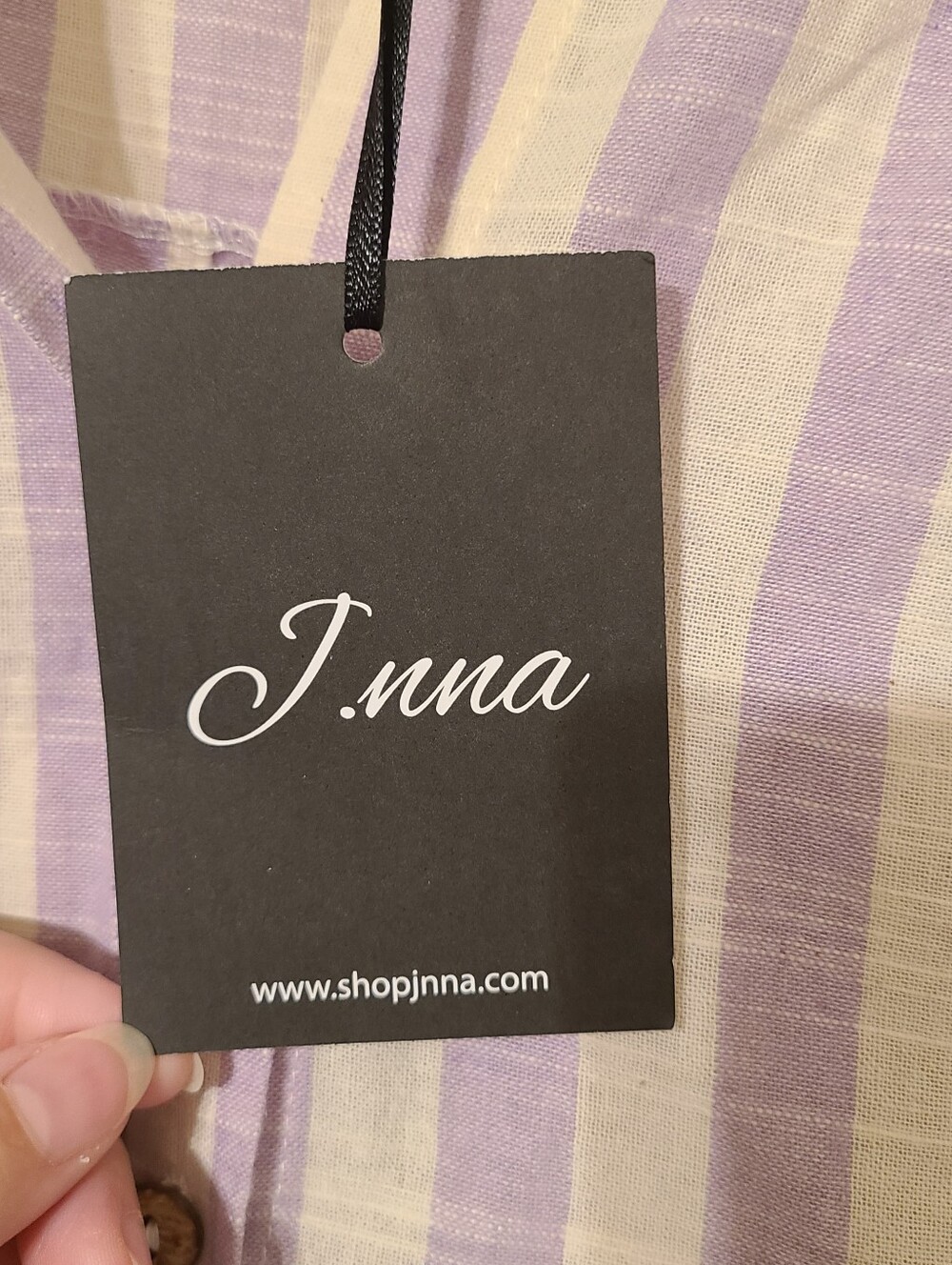Women’s J.nna Lavender & White Striped Short-Sleeve Shirt 2xl - Picture 3 of 6